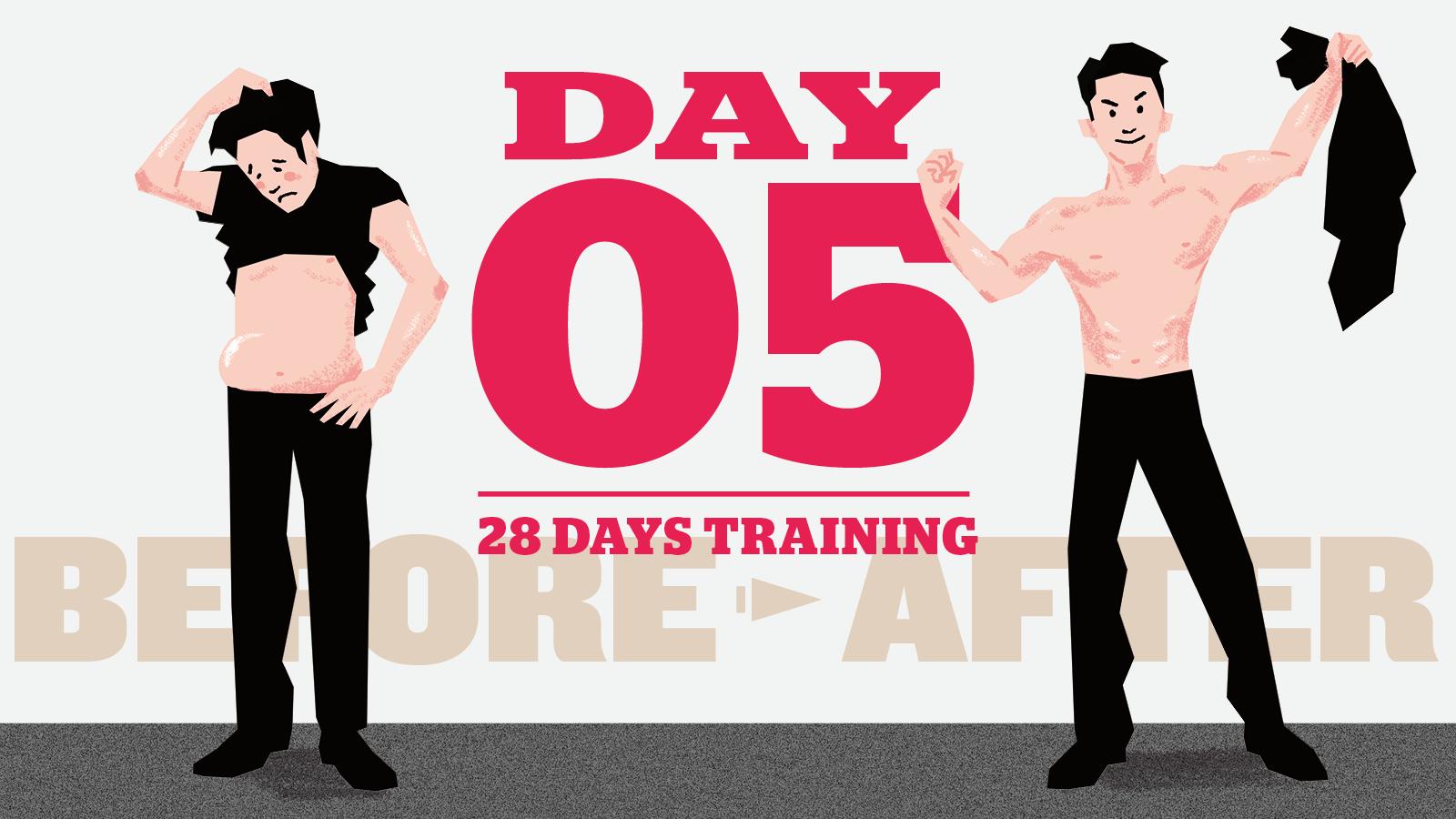 【4週間で「脱げるカラダ」】逞しい胸と大きな力こぶを手に入れる5日目