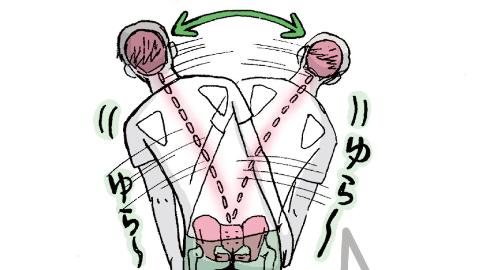 「行列の待ち時間」を利用して、背中まわりの筋肉をほぐす
