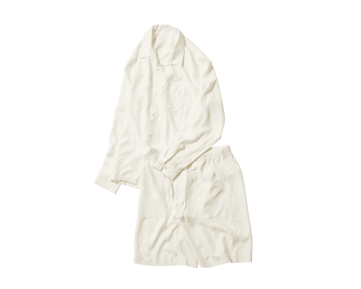 汗ばむ季節もずっとサラサラ。〈FRONT 11201〉のシャツ＆ショートパンツ。