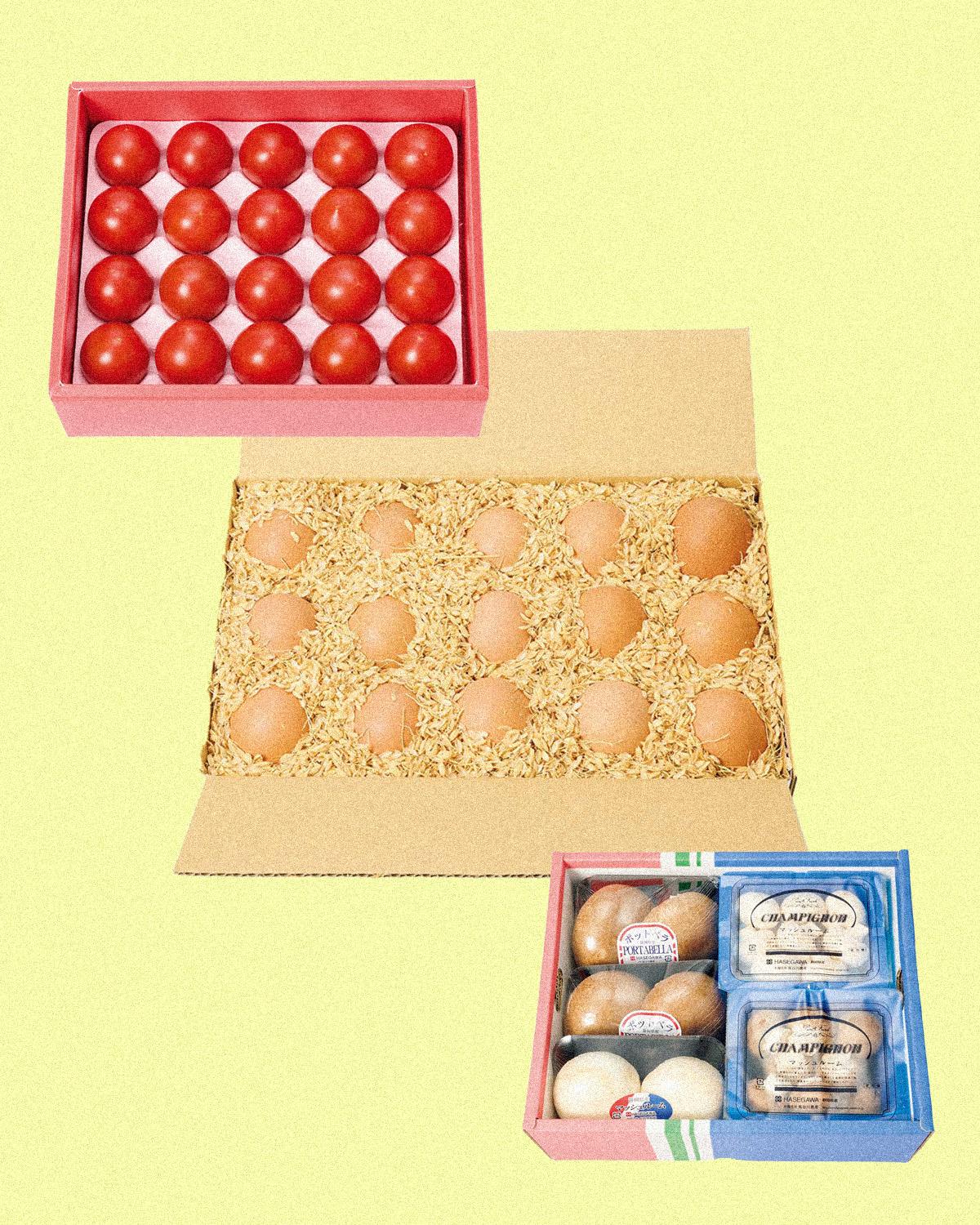 トマト、鶏卵、きのこ。箱で届くとうれしいもの。