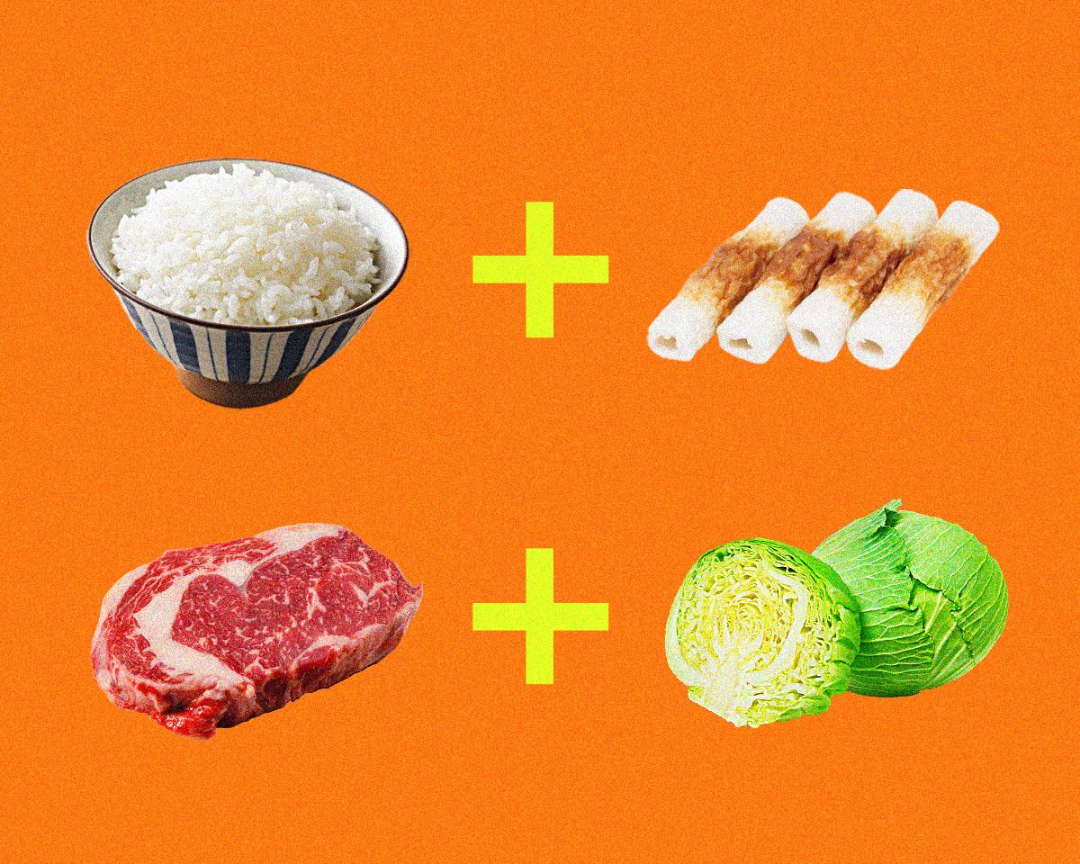 満腹感を得るなら糖質にはタンパク質、肉には野菜を