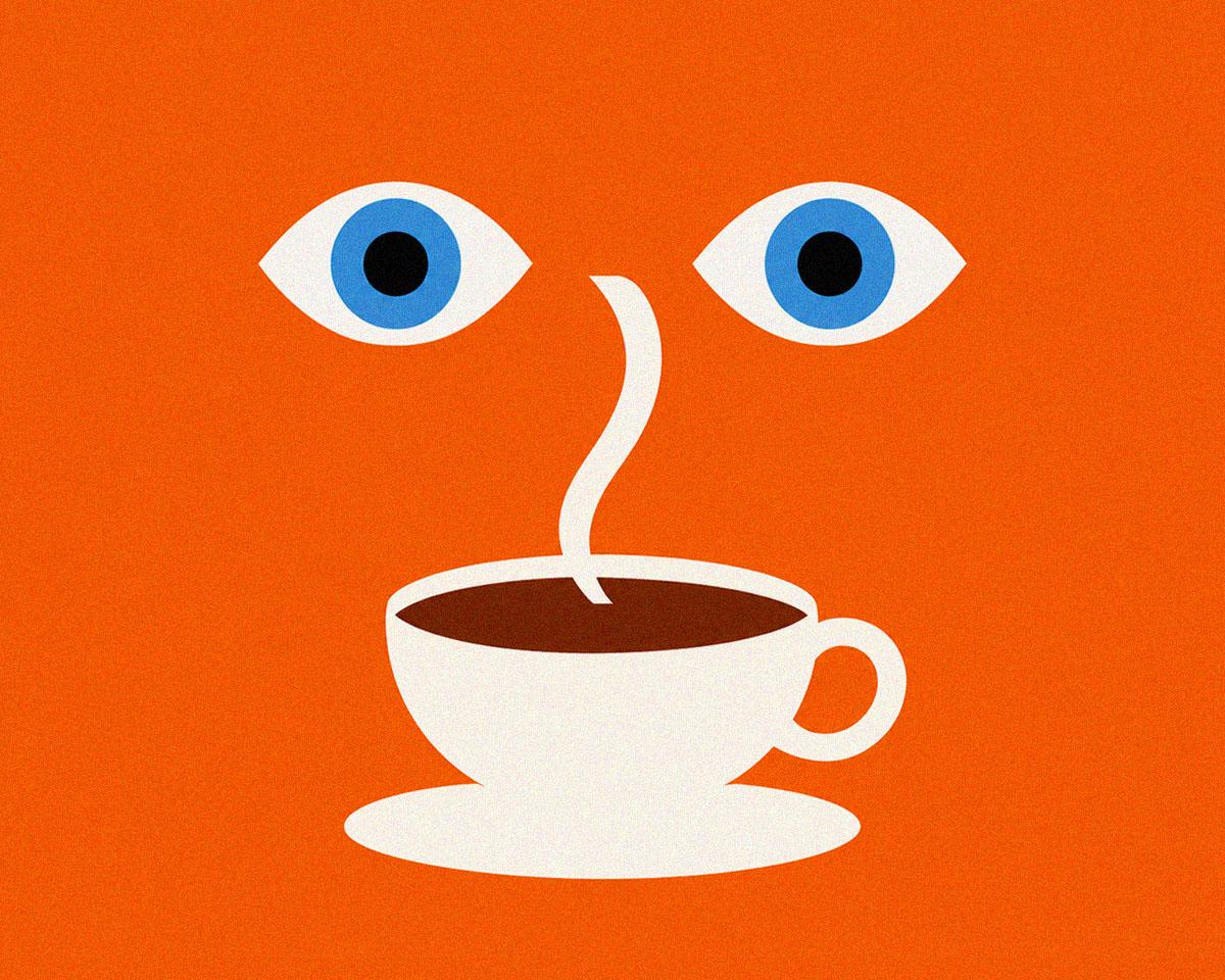 目とコーヒーのイラスト